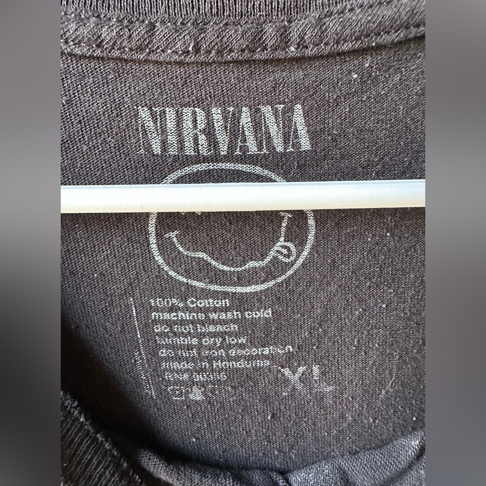 NIRVANA Black Tee with White Print - Picture 2 of 5